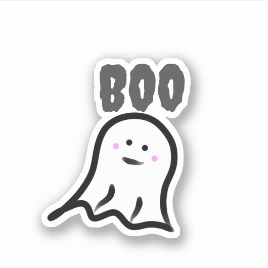 Boe! Blushing Ghost Schattige Halloween Sticker (Voorkant)