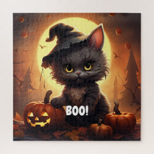 BOE! Cat Halloween Puzzel - betoverde maanverlicht Legpuzzel