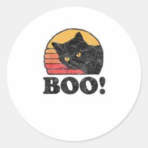 Boe! Eighties Style Cat Retro Distressed H Ronde Sticker