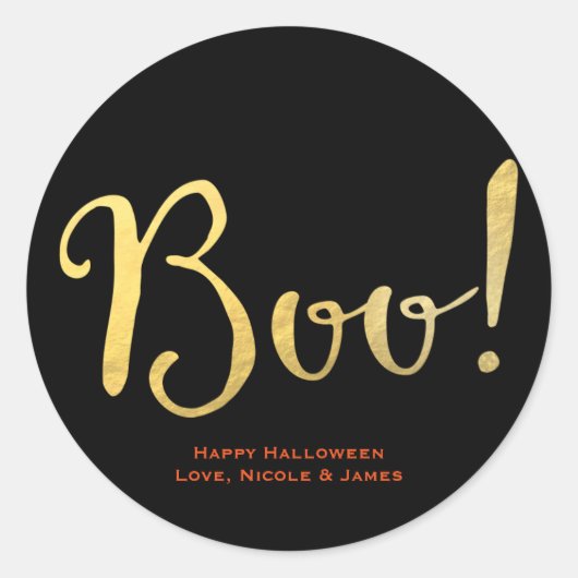 BOE! Faux gouden folie look Halloween Party Favor Ronde Sticker (Voorkant)