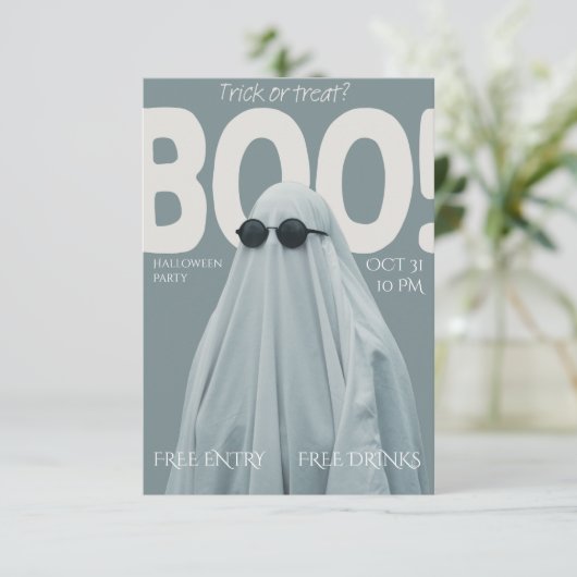 Boe! feestuitnodiging kaart (Staand voorkant)