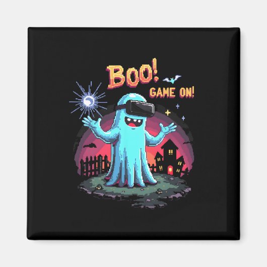 Boe! Game On! Spooky Gamer Ghost met Controller H Magneet (Voorkant)