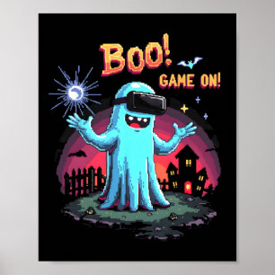 Boe! Game On! Spooky Gamer Ghost met Controller H Poster