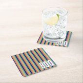 Boe! Gedempt Sinaasappel & Paarse Halloween Stripe Kartonnen Onderzetters (Insitu)