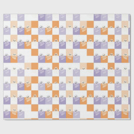 Boe Geesten Paars Oranje Geruit Cadeaupapier