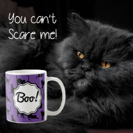 Boe! Gepersonaliseerde Halloween Paarse zwarte vle Koffiemok