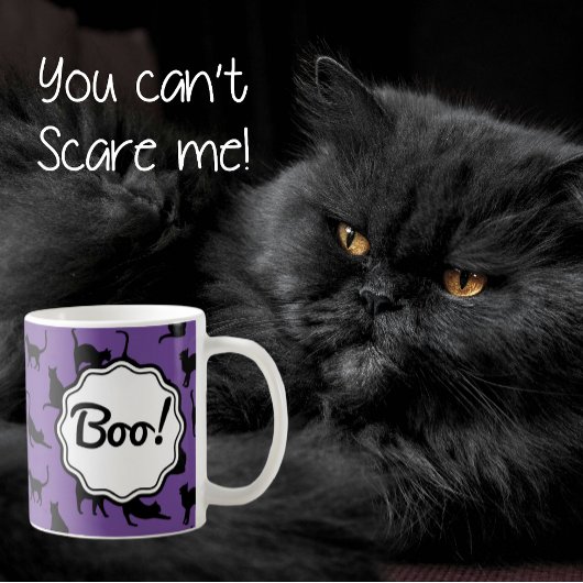 Boe! Gepersonaliseerde Halloween Paarse zwarte vle Koffiemok