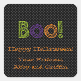 Boe! Gepersonaliseerde Square Halloween Sticker