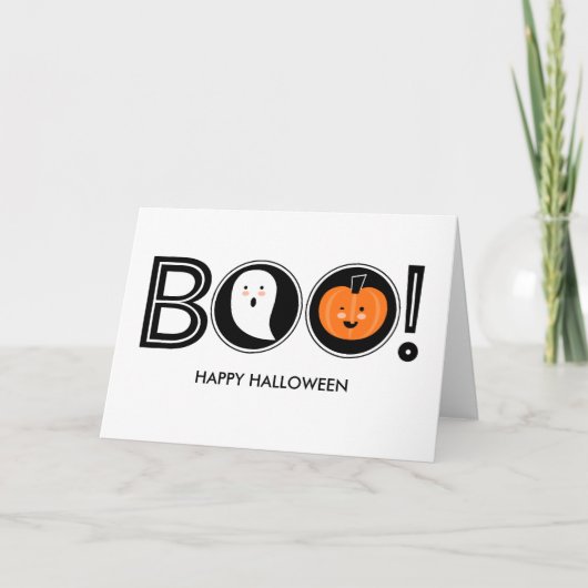 Boe-geroep! Het gelukkige Wenskaart van Halloween Kaart (Voorkant)