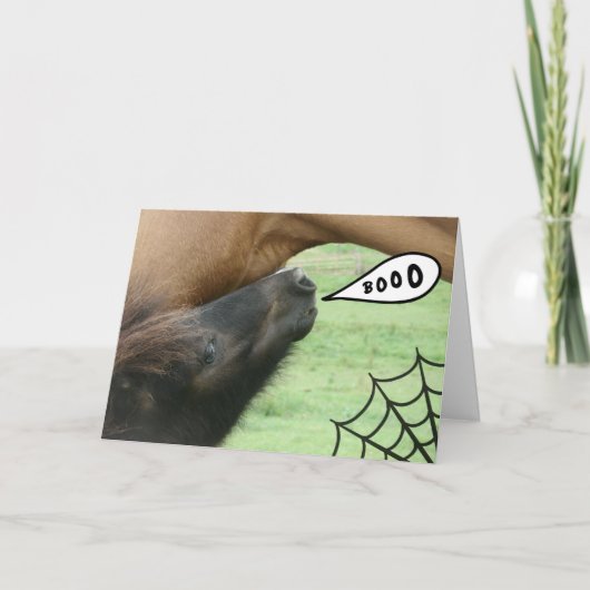 Boe-geroep! Het Paard van Halloween Kaart (Voorkant)