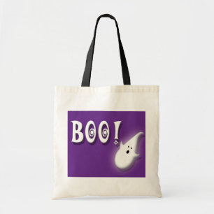 Boe-geroep! Paarse het spook van Halloween Tote Bag