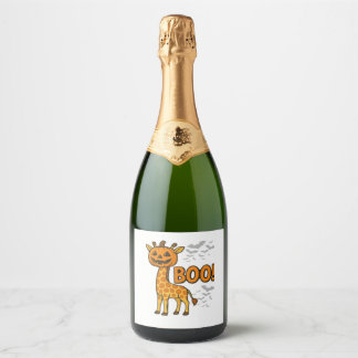 Boe giraffe Halloween kostuum giraffe liefhebber s Sparkling Wijnetiket