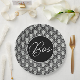 Boe! Gothic Skull Damask Paper Bord