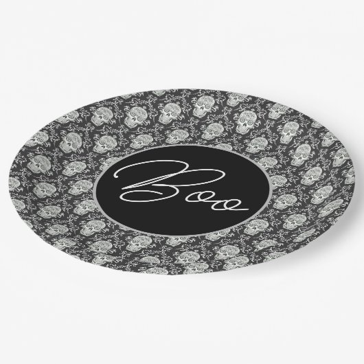 Boe! Gothic Skull Damask Paper Bord (Gekanteld)