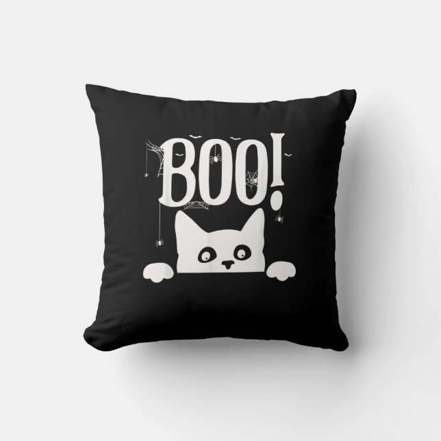 Boe! Grappig Verbergen Peekabo Scary Halloween Kussen (Voorkant)