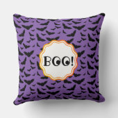 BOE! Grappige Halloween Paarse/Zwarte Vliegende Vl Kussen (Achterkant)