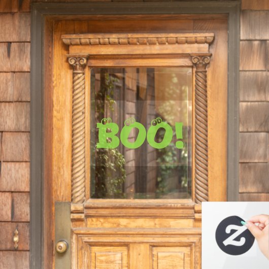Boe! groene oogbollen typografie schattig Hallowee Raamsticker (Huis Deur)