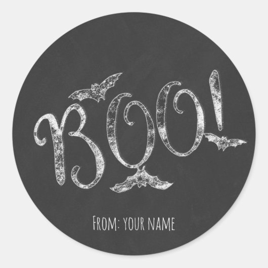 BOE! Halloween Chalkboard Chalk Holiday Party Ronde Sticker (Voorkant)