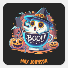 Boe! Halloween - Creepin' It Echt Sinaasappel Zwar Vierkante Sticker