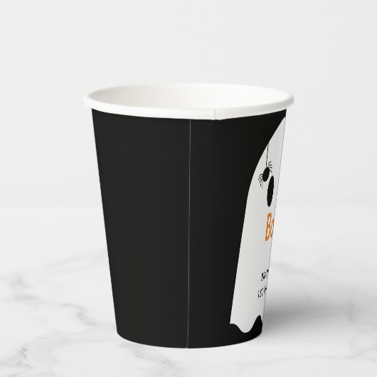 Boe! Halloween Ghost Boy Black Verjaardag Papieren Bekers (Rechts)