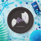 Boe! Halloween Ghost Cat Schattige Zwart Papieren Bordje (Feest)