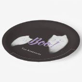 Boe! Halloween Ghost Cat Schattige Zwart Papieren Bordje (Gekanteld)