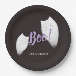 Boe! Halloween Ghost Cat Schattige Zwart Papieren Bordje