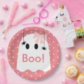 Boe! Halloween Ghost GIrl Ribbon Schattige Roze Papieren Bordje (Feest)