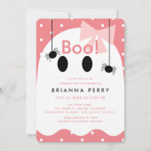 Boe! Halloween Ghost Girl Roze Verjaardag Uitnodig Kaart (Voorkant)