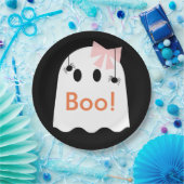 Boe! Halloween Ghost GIrl Schattige Zwart Papier B Papieren Bordje (Feest)