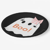 Boe! Halloween Ghost GIrl Schattige Zwart Papier B Papieren Bordje (Gekanteld)