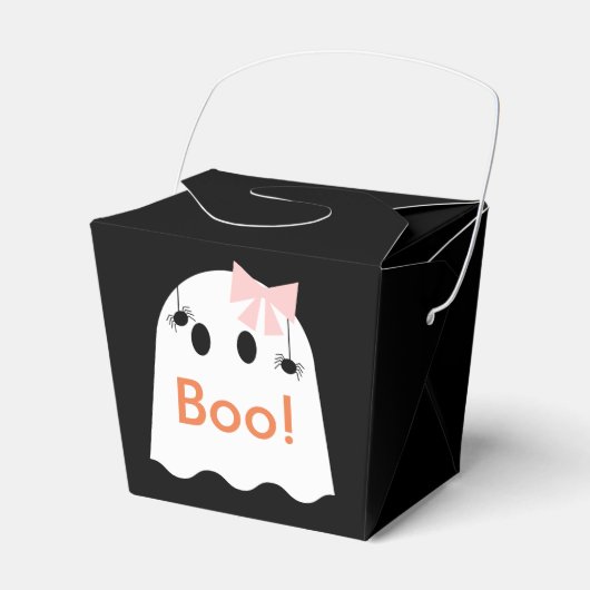 Boe! Halloween Ghost GIrl Zwart Favor Geschenkdoos Bedankdoosjes (Voorkant Zijde)