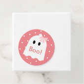 Boe! Halloween Ghost Meisje Roze Polka Dots Bedankjes Labels (In situ)