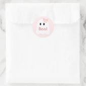 Boe! Halloween Ghost Meisje Roze Ronde Sticker (Tas)