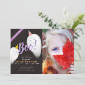 Boe! Halloween Ghost Photo Virtuele Verjaardag Kaart (Staand voorkant)