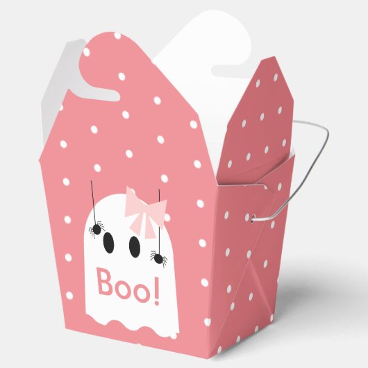 Boe! Halloween Ghost Ribbon Meisje Schattige Roze Bedankdoosjes (Geopend)