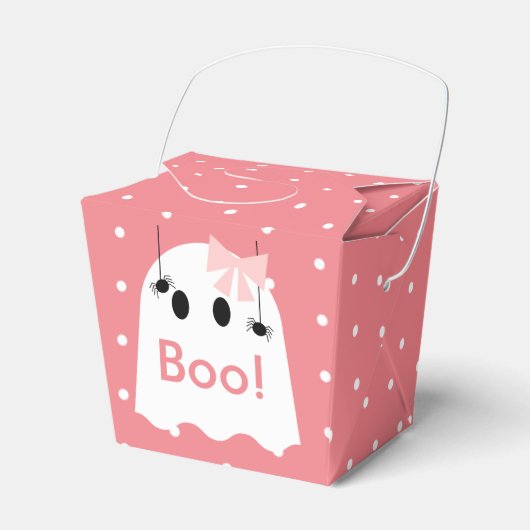 Boe! Halloween Ghost Ribbon Meisje Schattige Roze Bedankdoosjes (Voorkant Zijde)