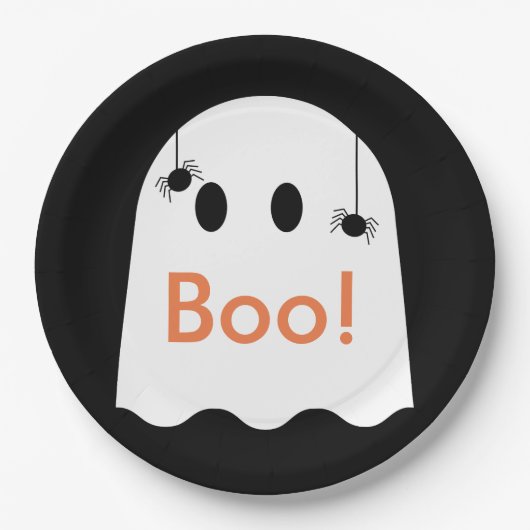 Boe! Halloween Ghost Schattige Black Paper Bord (Voorkant)