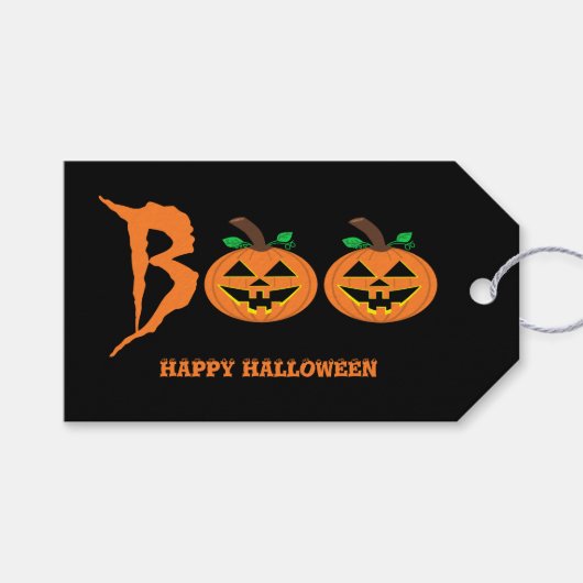 Boe! Halloween pompoen cadeau Label Cadeaulabel (Voorkant (Horizontaal))