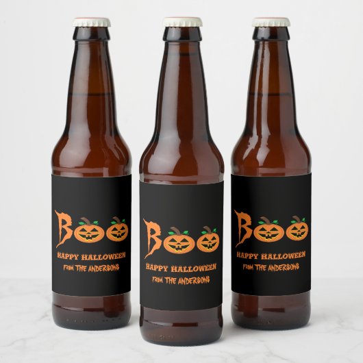 BOE! Halloween Pompoenen Bier Fles Etiket Set (Flessen)