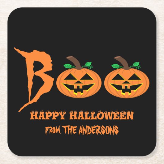 BOE! Halloween pompoenen papier Onderzetter (Voorkant)