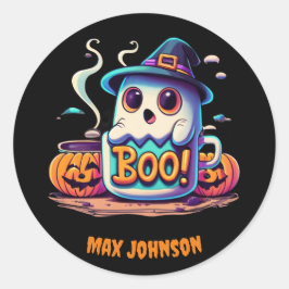 Boe! Halloween - spookachtig verzamelen Sinaasappe Ronde Sticker