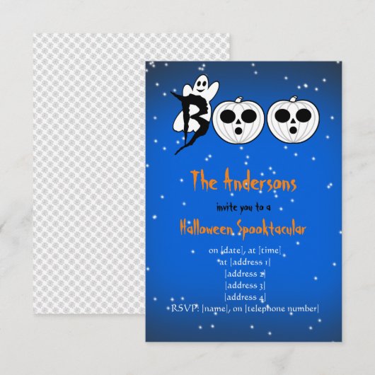 BOE! Halloween White Pumpkins Uitnodiging (Voorkant / Achterkant)