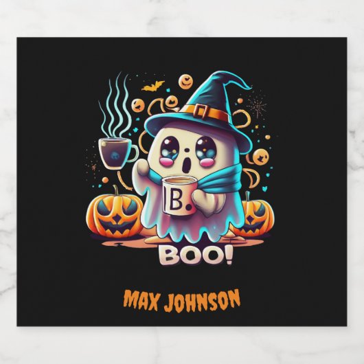 Boe! Halloween - Witchy Vibes Sinaasappel Zwart Sparkling Wijnetiket (Enkel label)