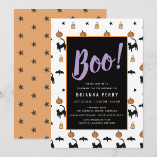 Boe! Halloweenpatroon Schattige Witte Verjaardag Kaart