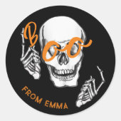 Boe! Handbeschilderde schedel sticker (Voorkant)