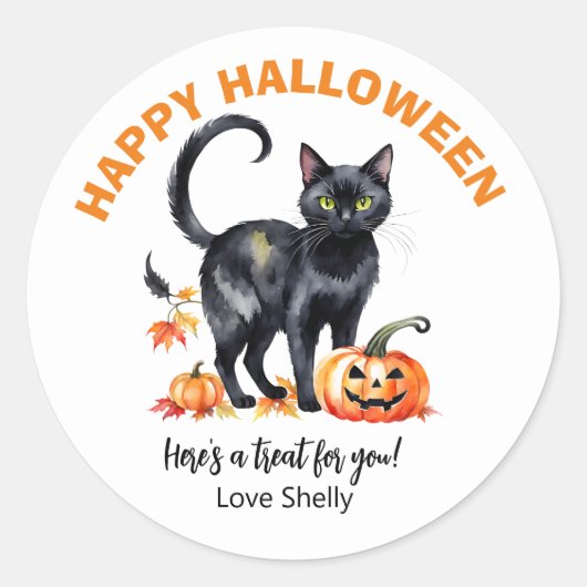 Boe! Happy Halloween Black Cat sticker (Voorkant)