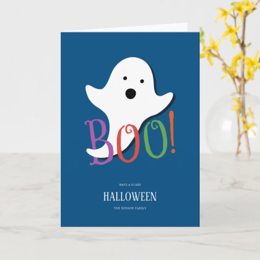 Boe! Happy Halloween Kinder Kaart (Gele Bloem)