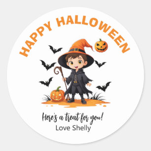 Boe! Happy Halloween vriendelijke geest & kat Ronde Sticker