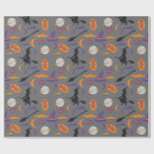 Boe! Heks, Bezem en Maan Halloween Gift Wrap Cadeaupapier (Vlak)